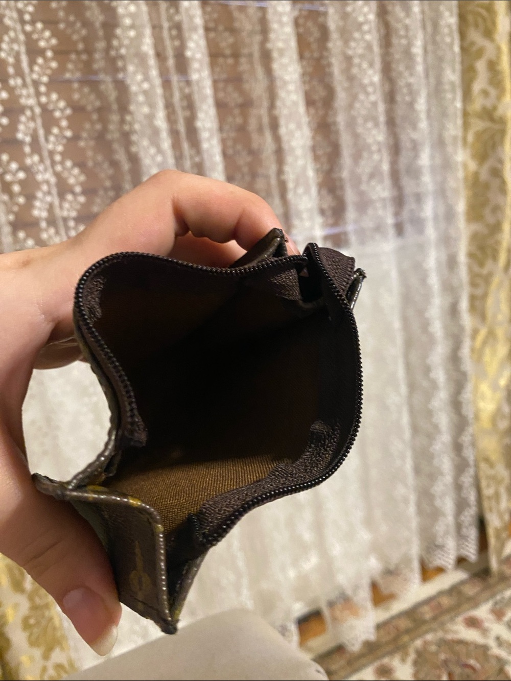 Monogram Card Pouch - Dark Brown & Gold Monogram - Picture 5 of 5